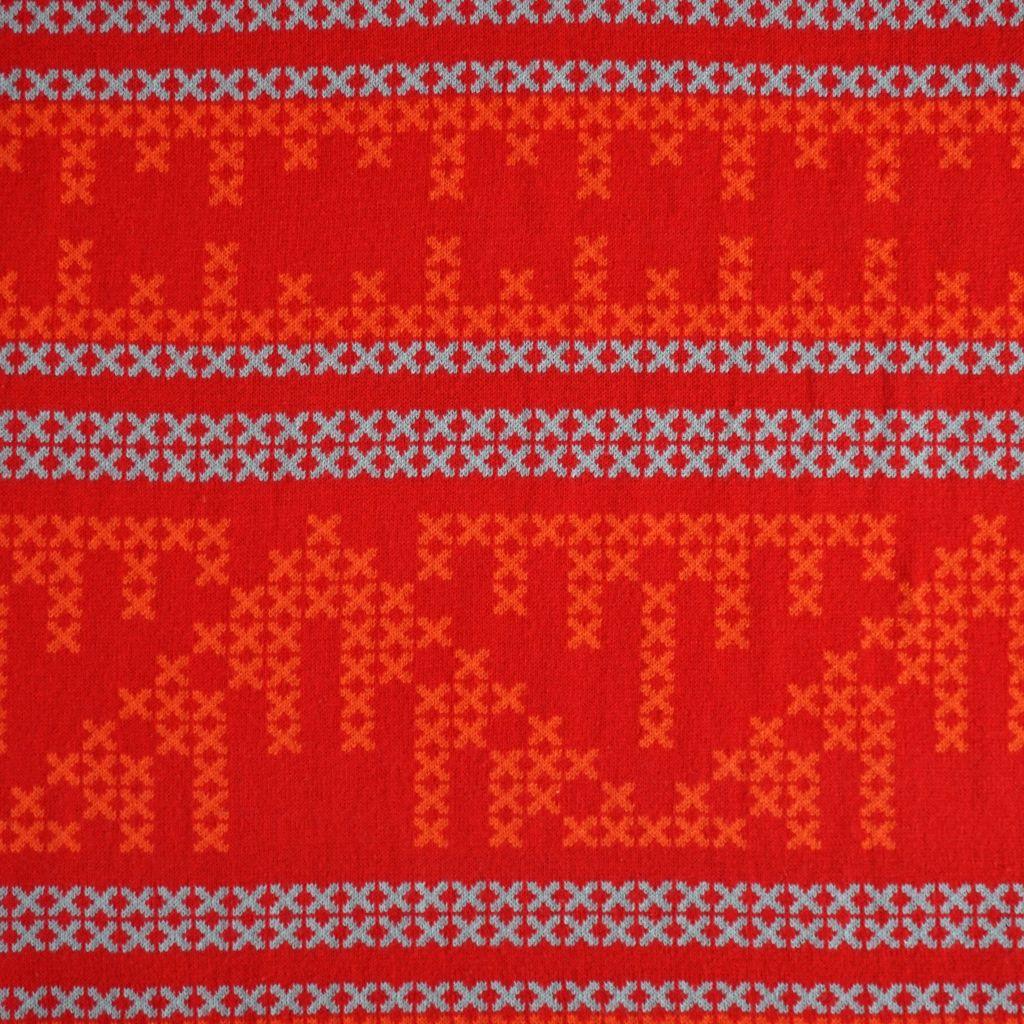Preview: Jacquard-Strick Doubleface Blockstreifen X orange grau - Bio